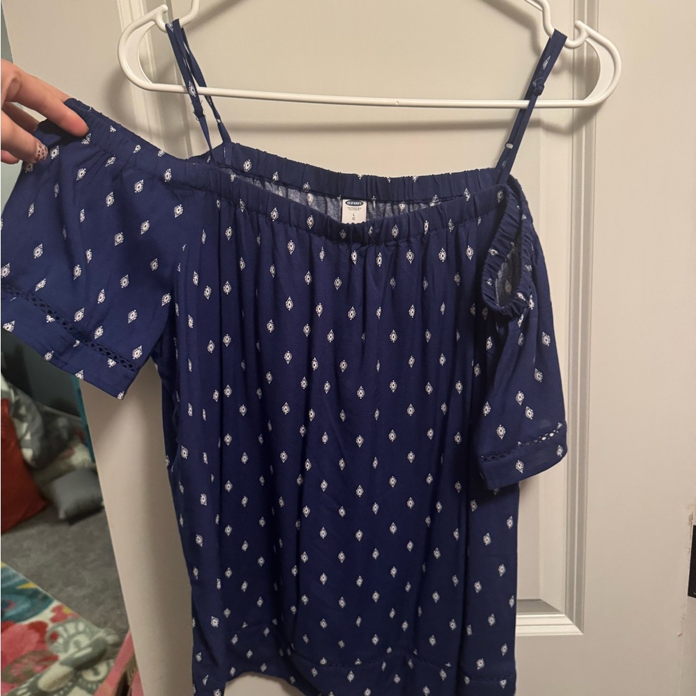 Old Navy Navy Blue Off-Shoulder Blouse